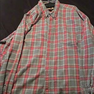 Red and gray button down